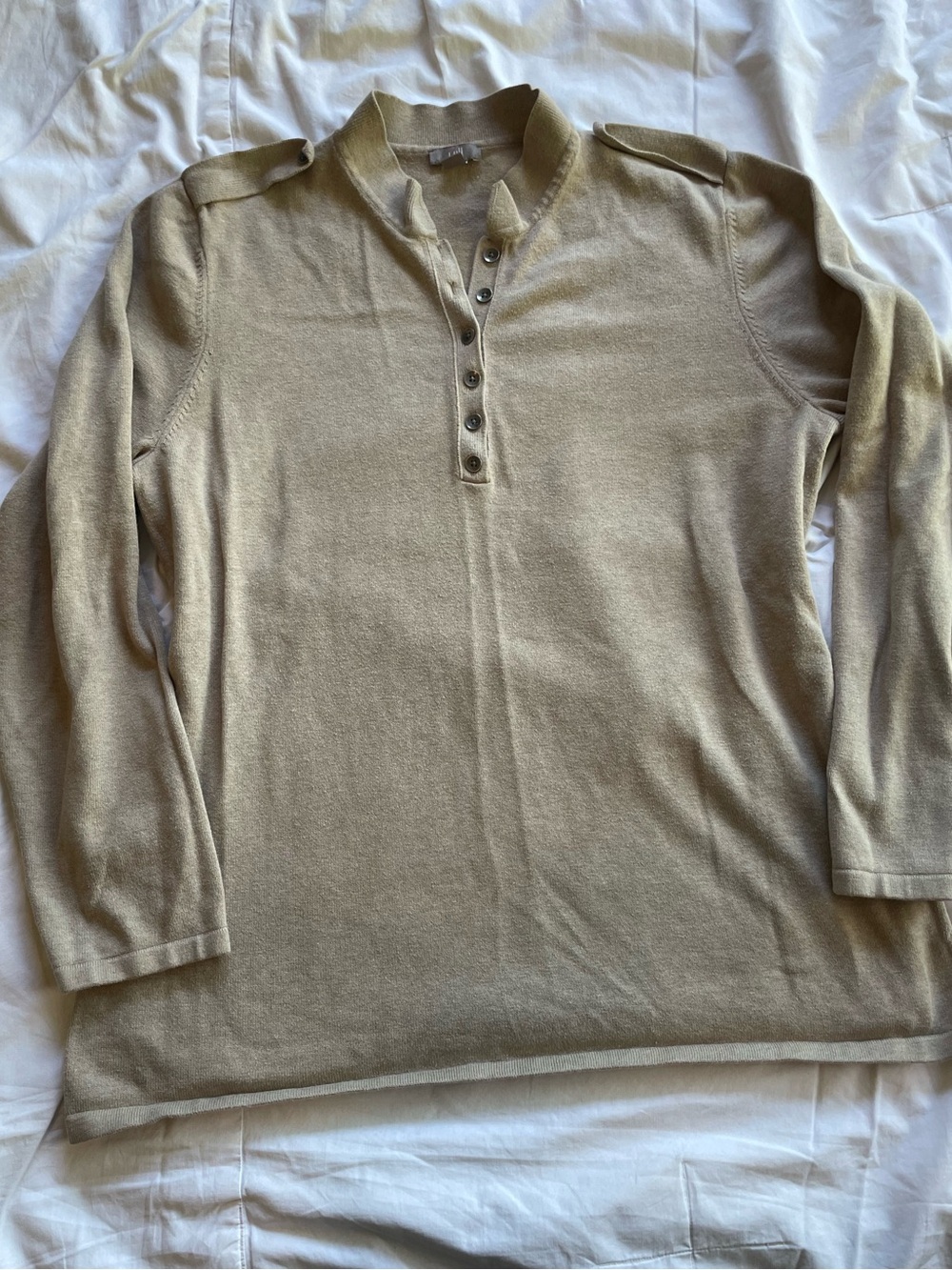 J. Jill Women's Zip-Neck Sweater in Beige Size Large